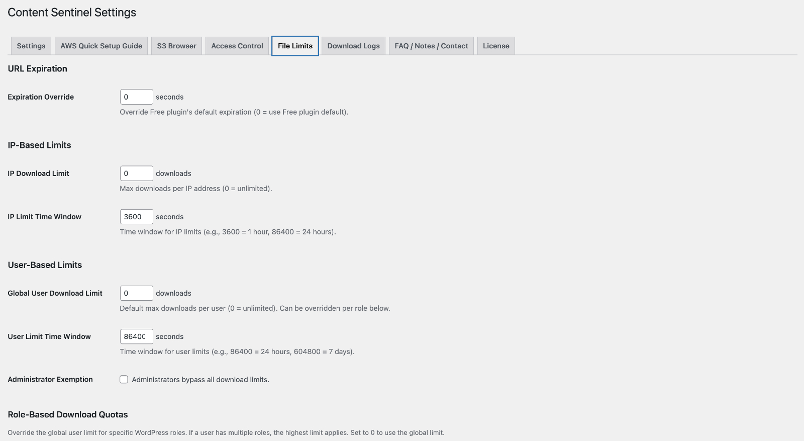 File Limits and Expiration